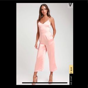 LULU’s Pink Satin Jumpsuit